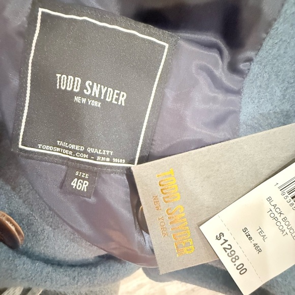 Todd Snyder Light Blue Double-Breasted Light Boucle Italian Wool Overcoat NWT - Picture 9 of 12